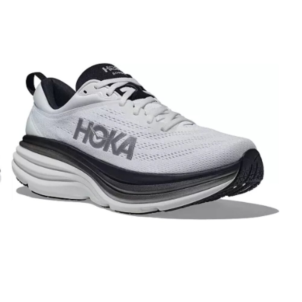 HOKA Men's Bondi 8 Running Shoes Color: White/Black